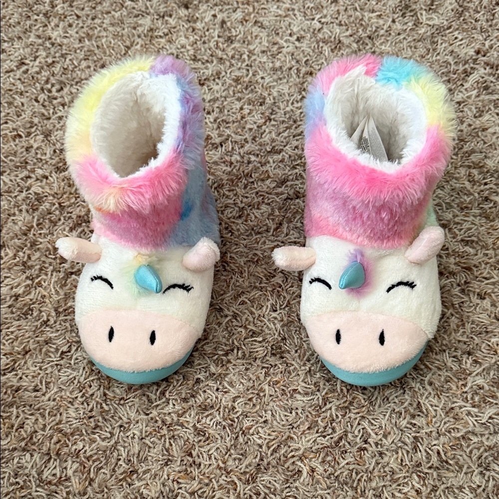 Totes Unicorn Plush Kids Booties - Multicolor